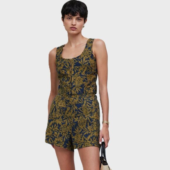 *Madewell Linen Cropped Top Shorts Set Size 8/M - Picture 1 of 16